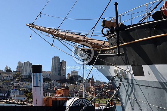 Balclutha Bowsprit and Russian Hill View