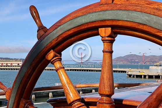 Golden Gate Bridge from the Balclutha Wheel